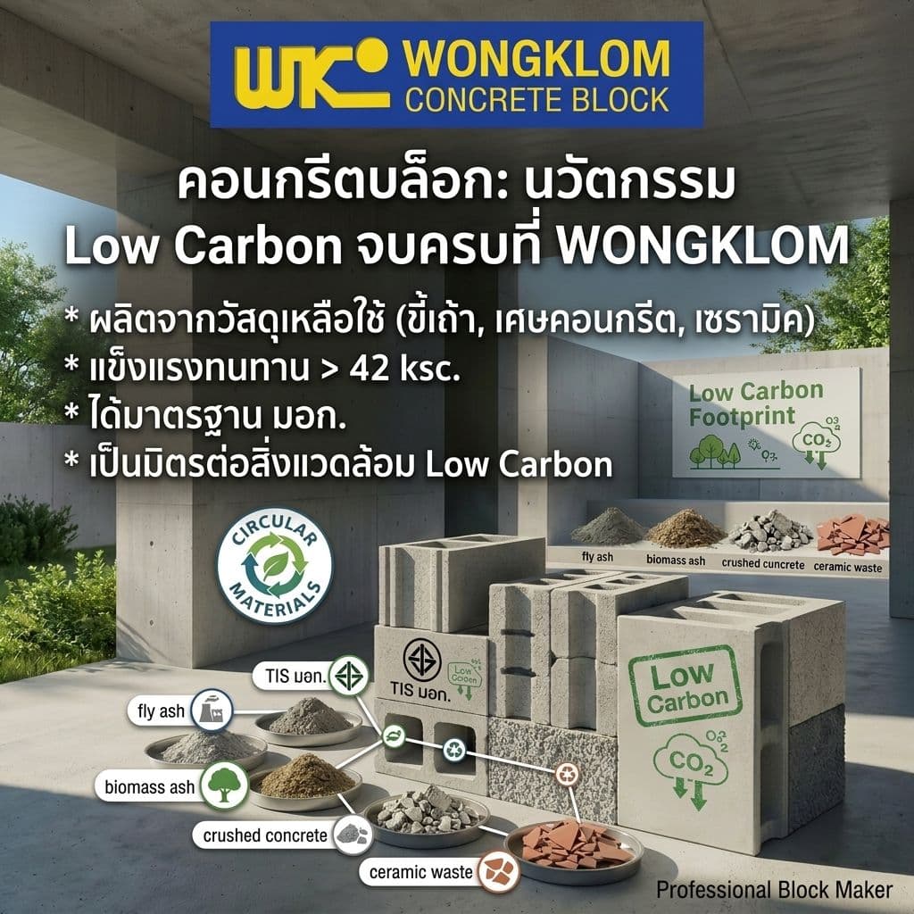 คอนกรีตบล็อกวงกลม นวัตกรรม Low Carbon material